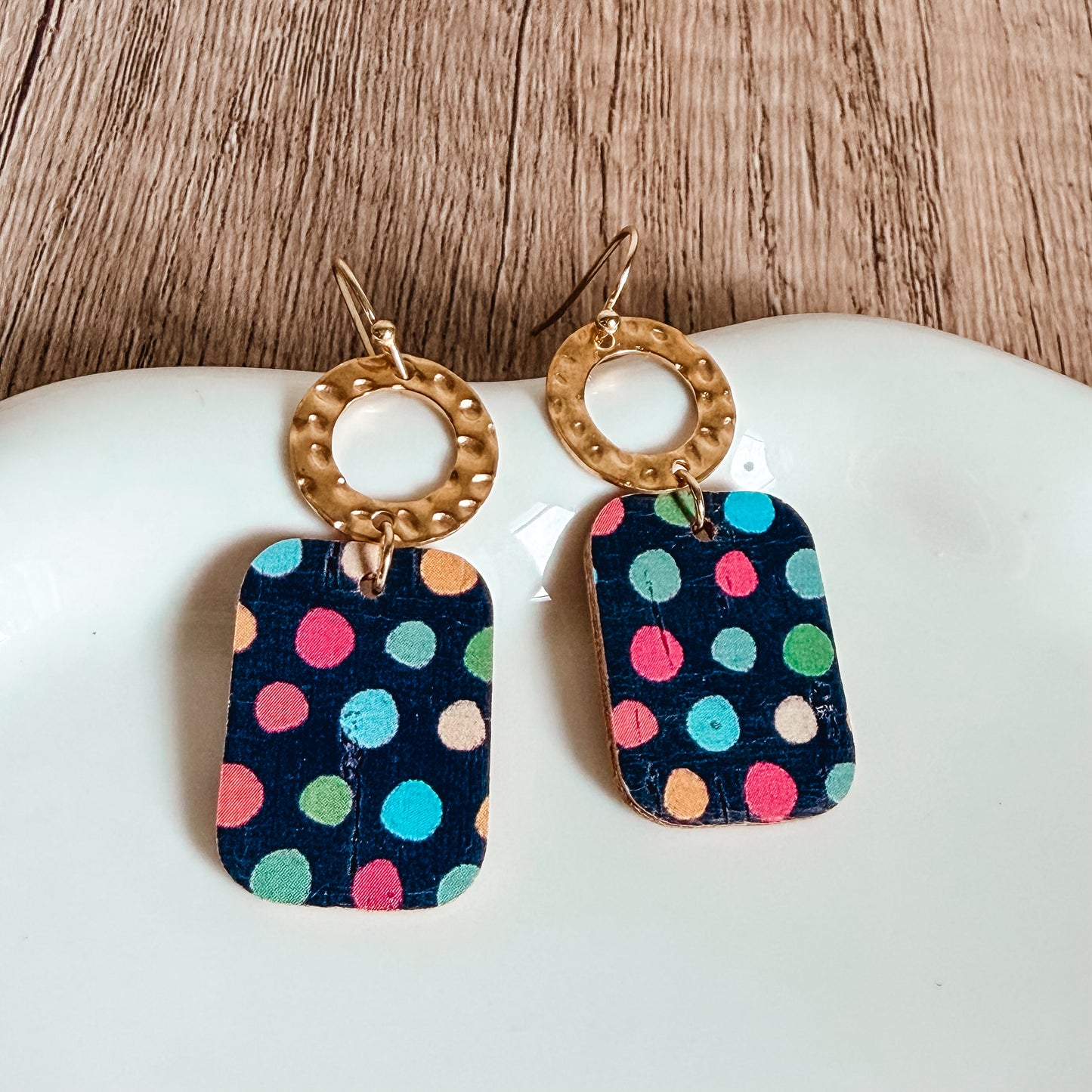 Confetti Dot Leather Drop Earrings