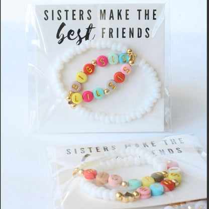 Big Sis Little Sis Beaded Bracelet Set
