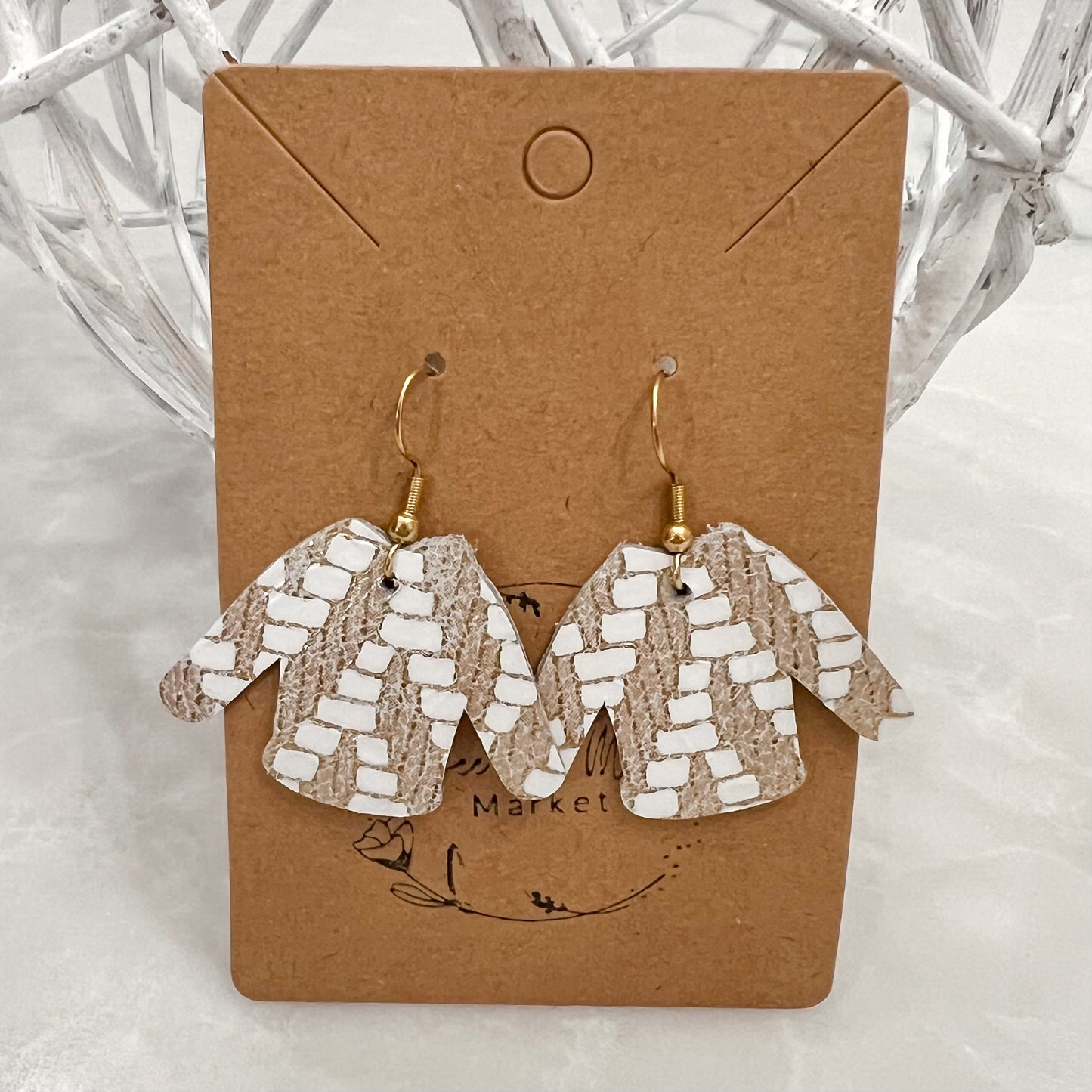 Gold Woven Ugly Christmas Sweater Earrings
