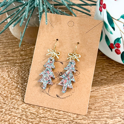 Romantic Glitter Skinny Christmas Tree Earrings
