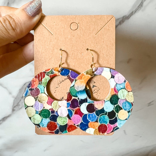 Confetti Party FB Leather Hoops