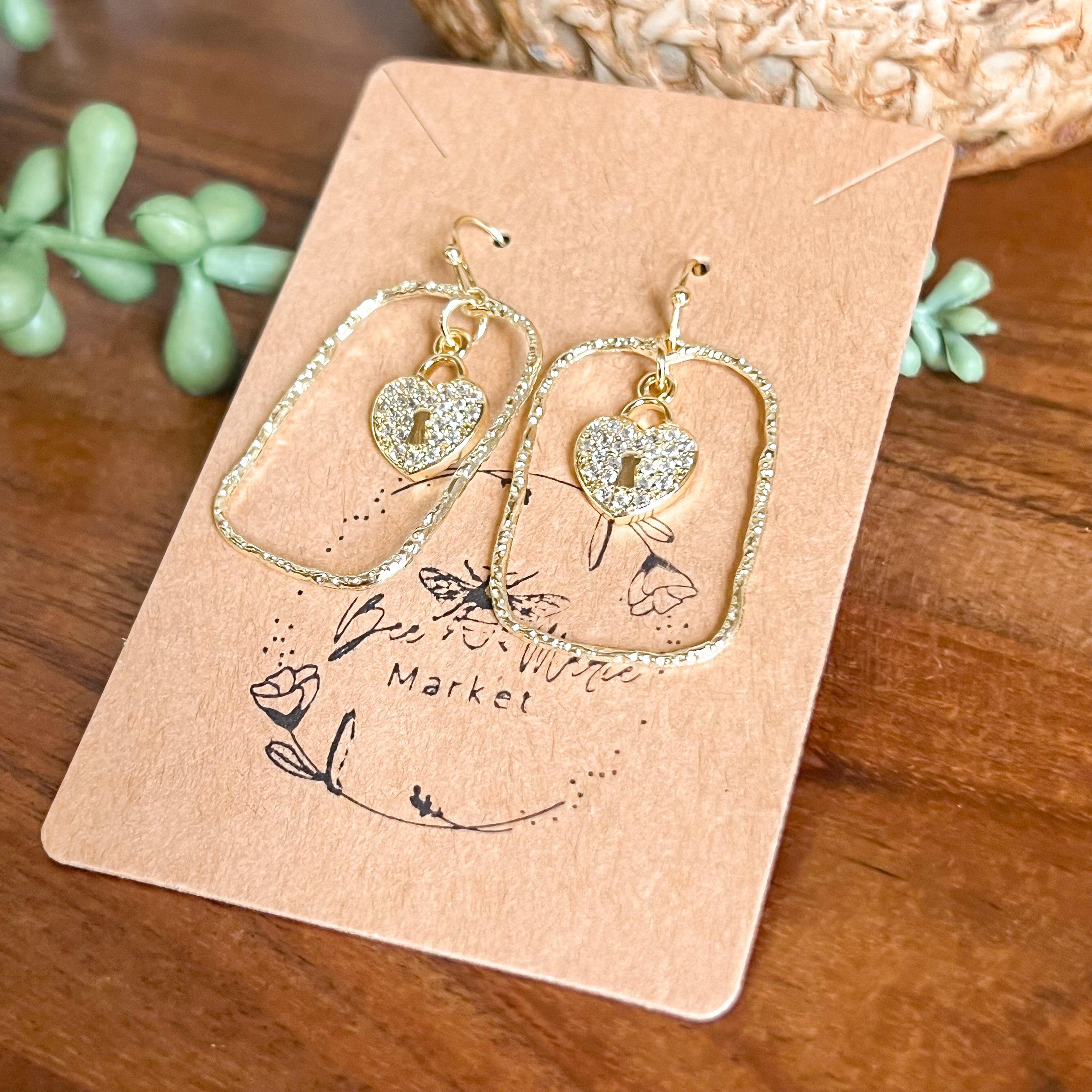 Locked in Love Heart Hoop Earrings