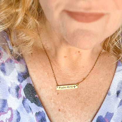 The Have Faith Cutout Cross Engraved Bar Necklace