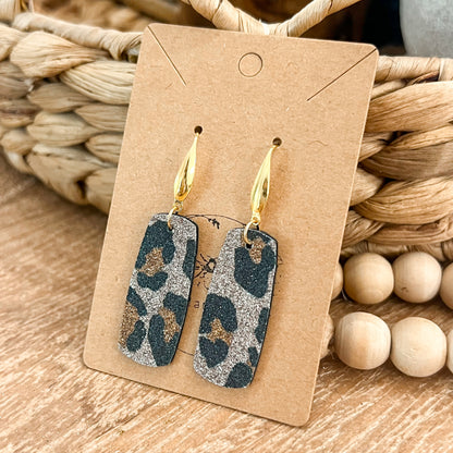 Golden Glam Leopard Bar Earrings