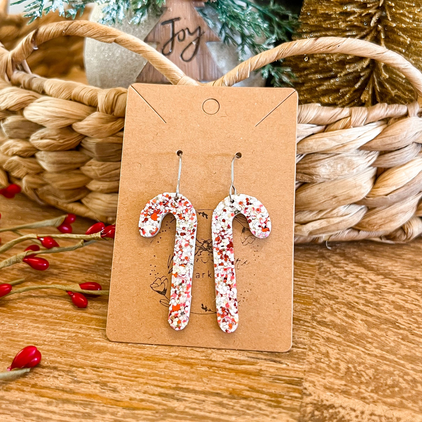 Candy Cane Glitter Earrings