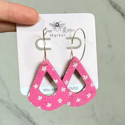 Reversible Pink Daisy Hoop Earrings
