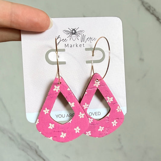 Reversible Pink Daisy Hoop Earrings