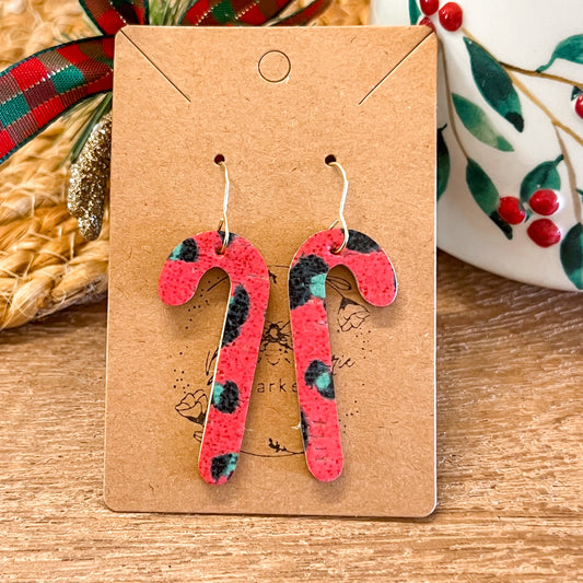 Candy Cane Animal Print Earrings