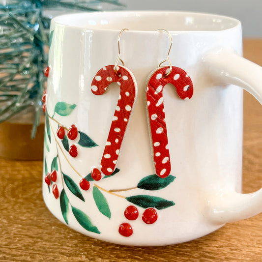 Peppermint Doodle Dot Candy Cane Earrings