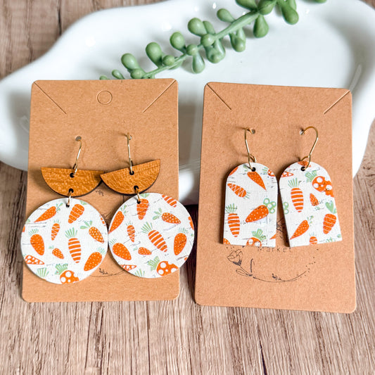 Carrot Patch Leather Earrings