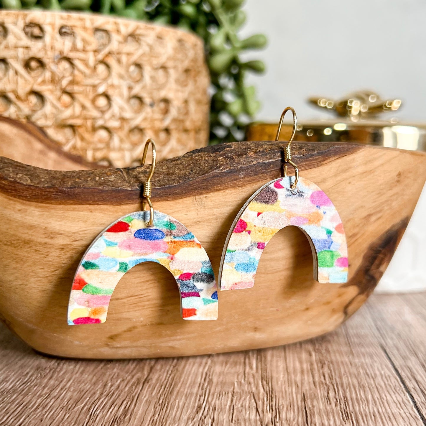 Rainbow Confetti Arch Earrings