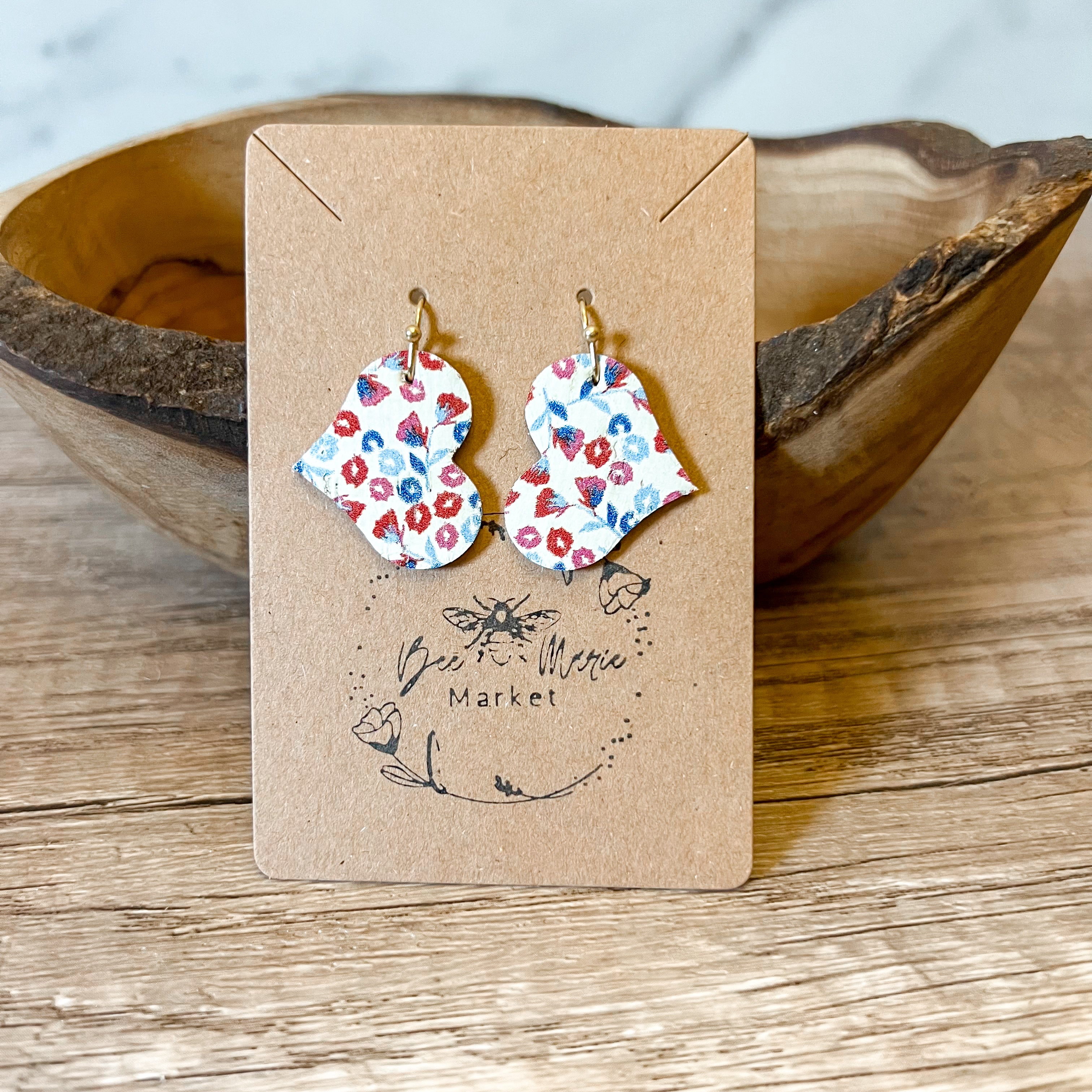 Red, White, & Blue Heart Earrings