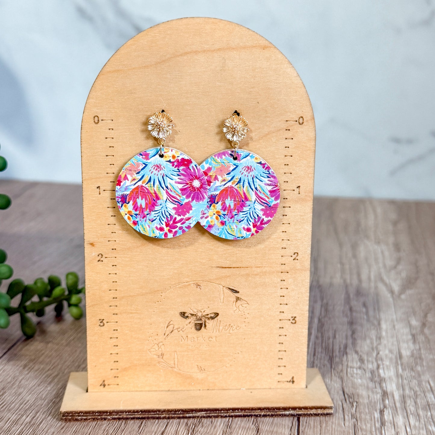 Tropical Bloom Leather Earrings