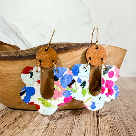 Painted Bloom Ruffle Arch Earrings