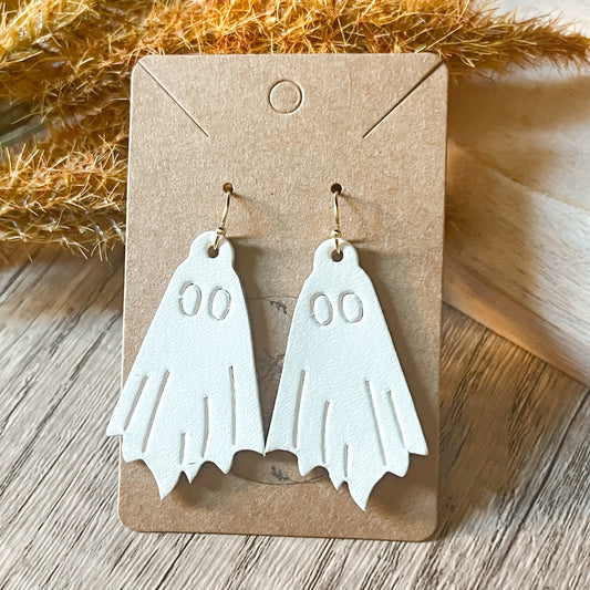 White Embossed Boo-tiful Ghost Earrings