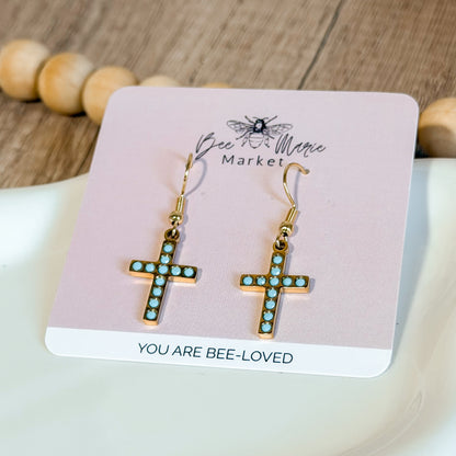 Turquoise Cross Earrings