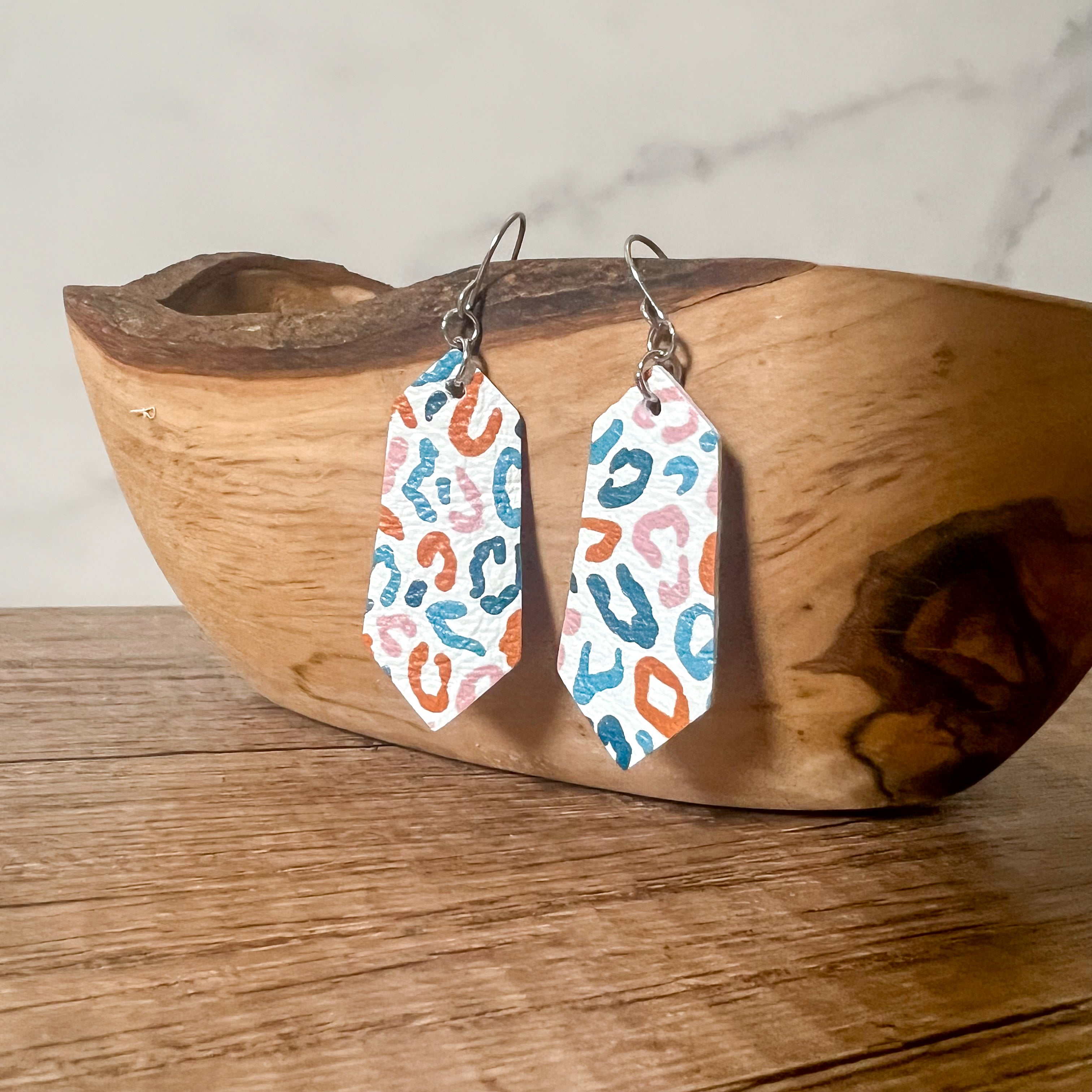 Sydney Animal Print Leather Earrings