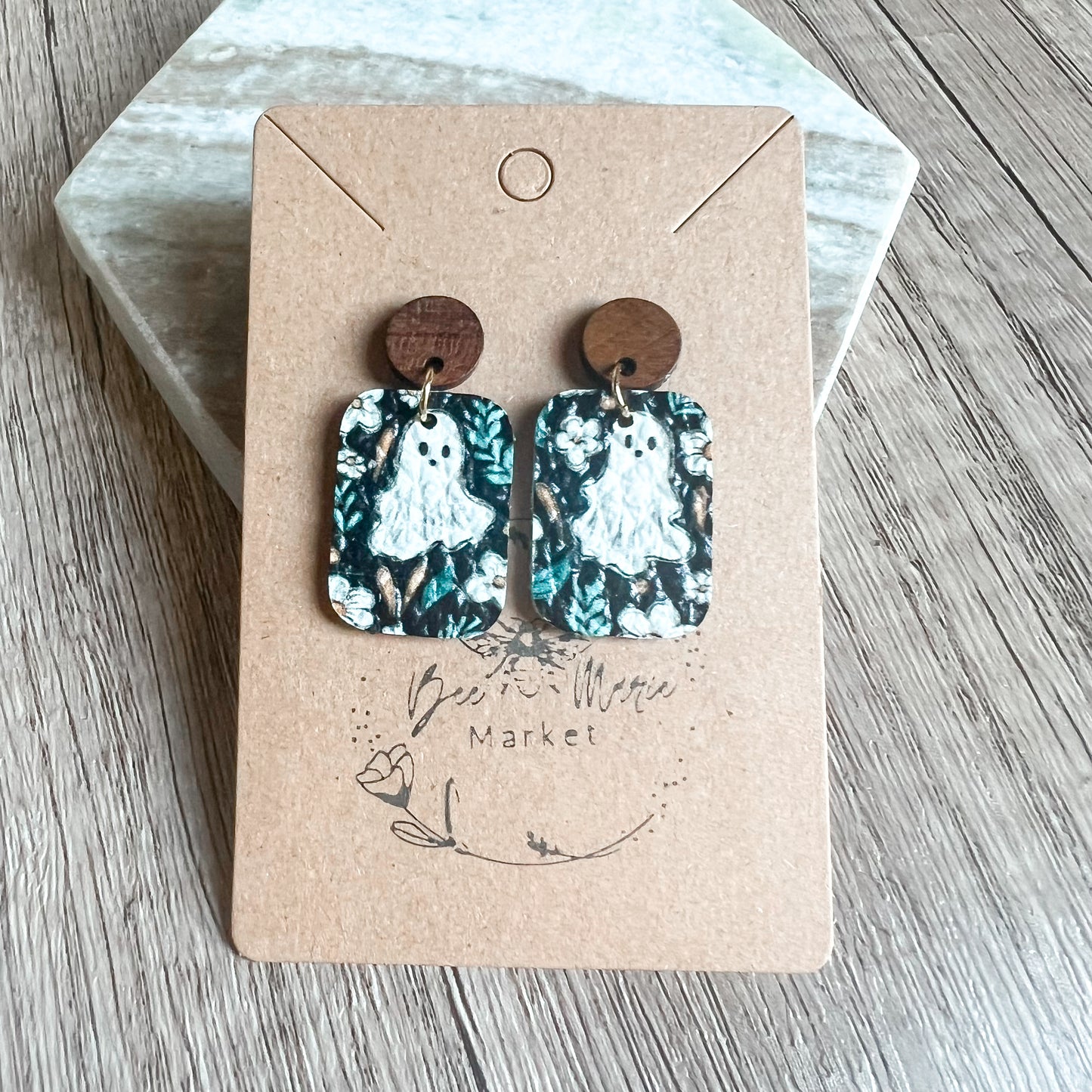 Ghost & Flowers Mini Bar Drop Earrings