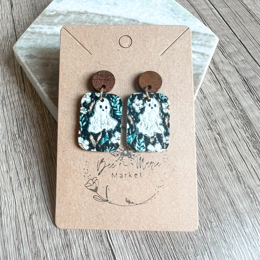 Ghost & Flowers Mini Bar Drop Earrings