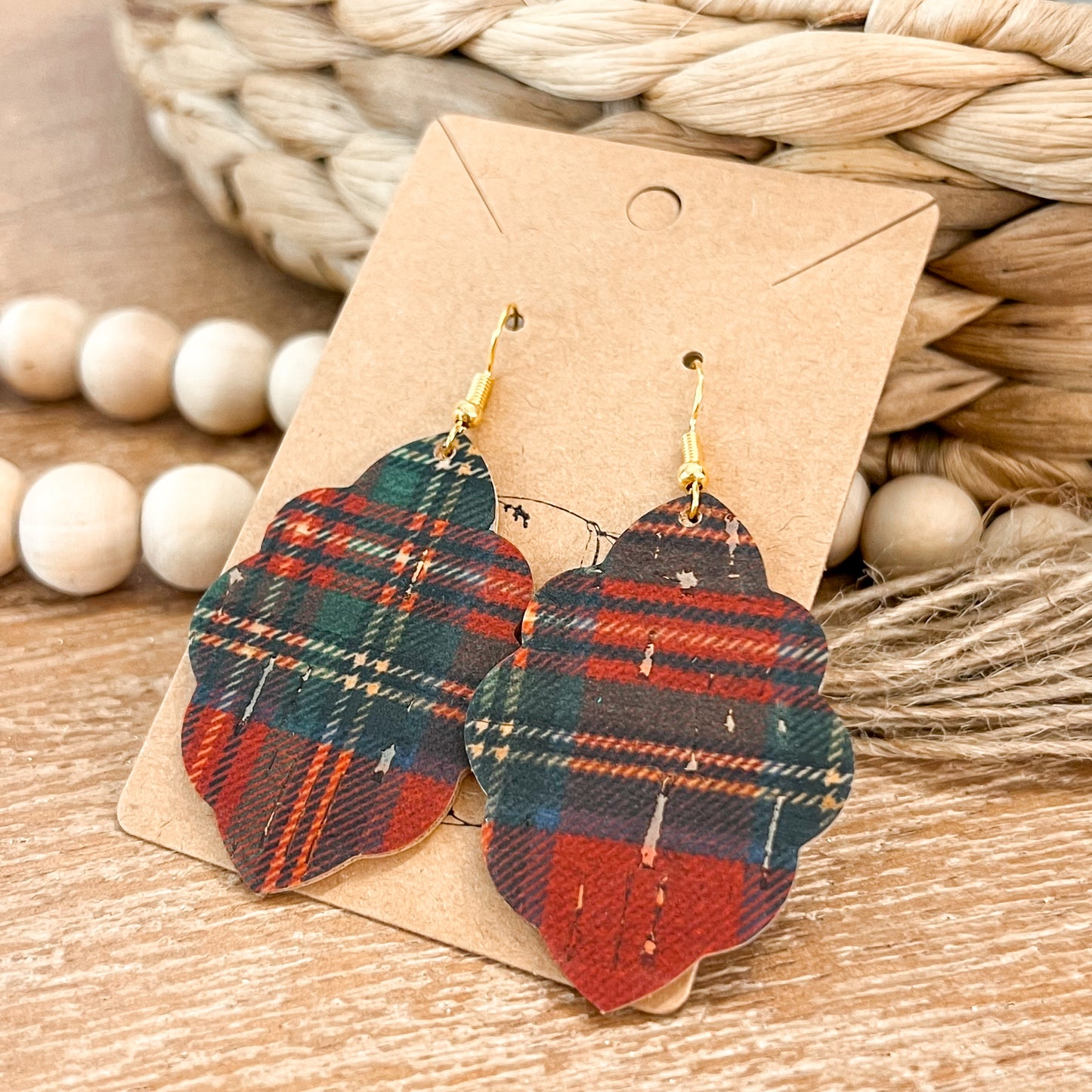 Holiday Plaid Ruffle Earrings