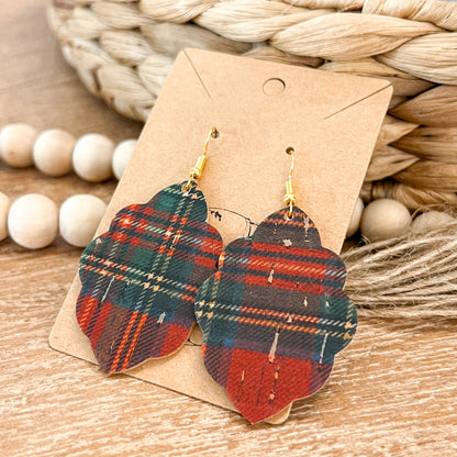 Holiday Plaid Ruffle Earrings