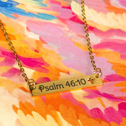 The Have Faith Cutout Cross Engraved Bar Necklace