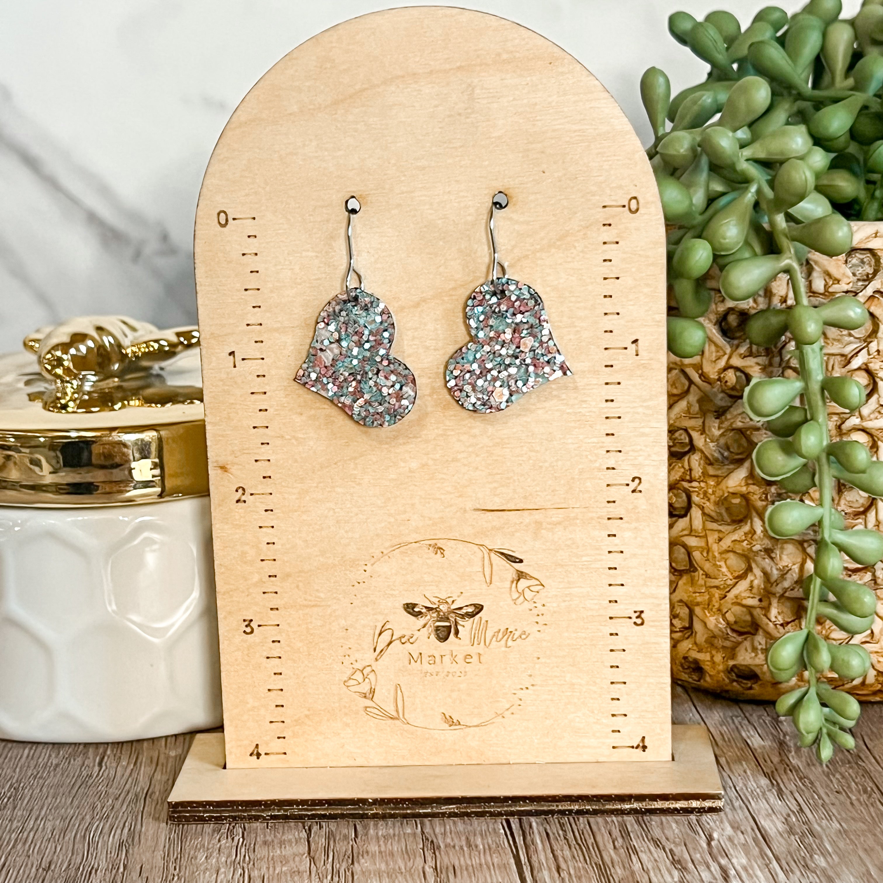 Riley Romance Glitter Heart Earrings