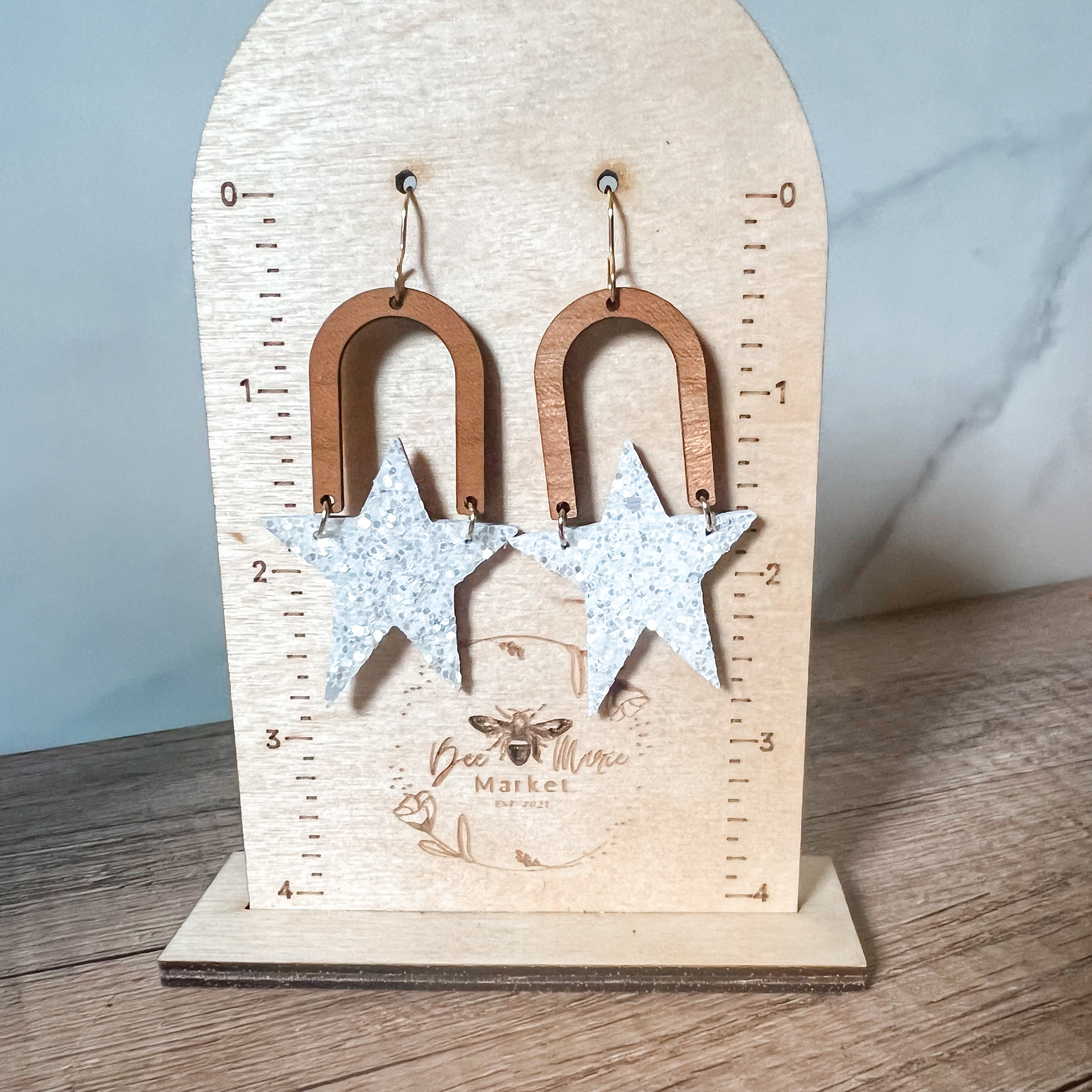 Bianca White Glitter Star & Arch Earrings