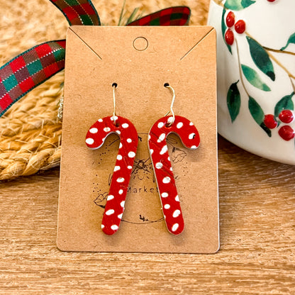 Peppermint Doodle Dot Candy Cane Earrings
