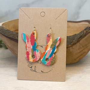 Paintbrush Bunny Leather Earrings