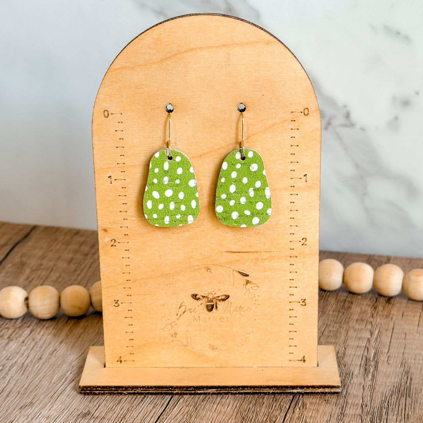 Lime Doodle Dot Abstract Earrings