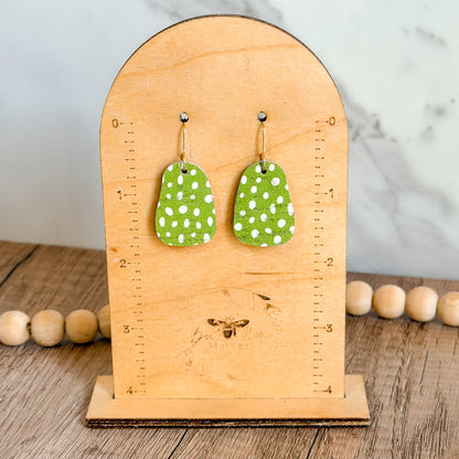 Lime Doodle Dot Abstract Earrings