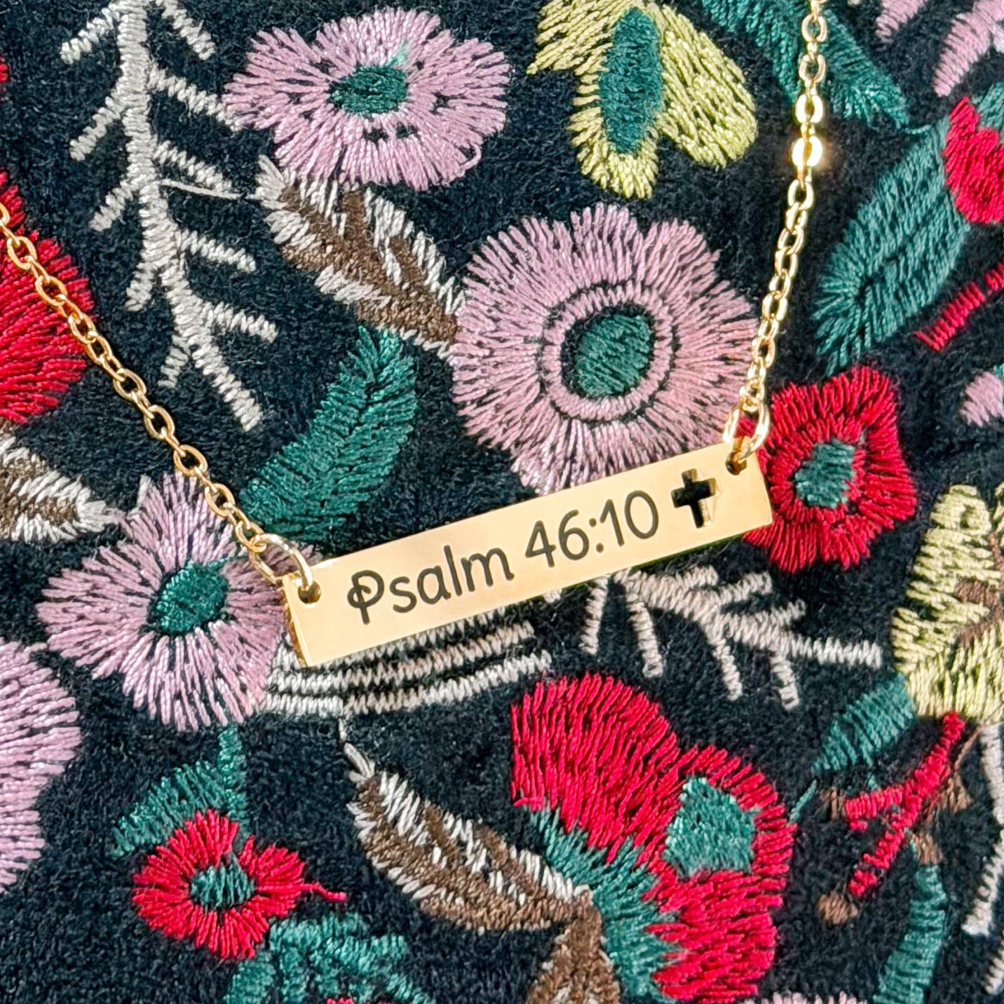 The Have Faith Cutout Cross Engraved Bar Necklace