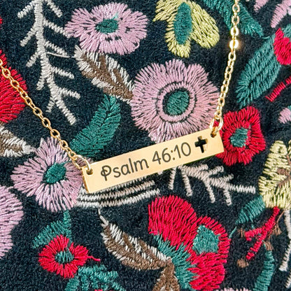 The Have Faith Cutout Cross Engraved Bar Necklace