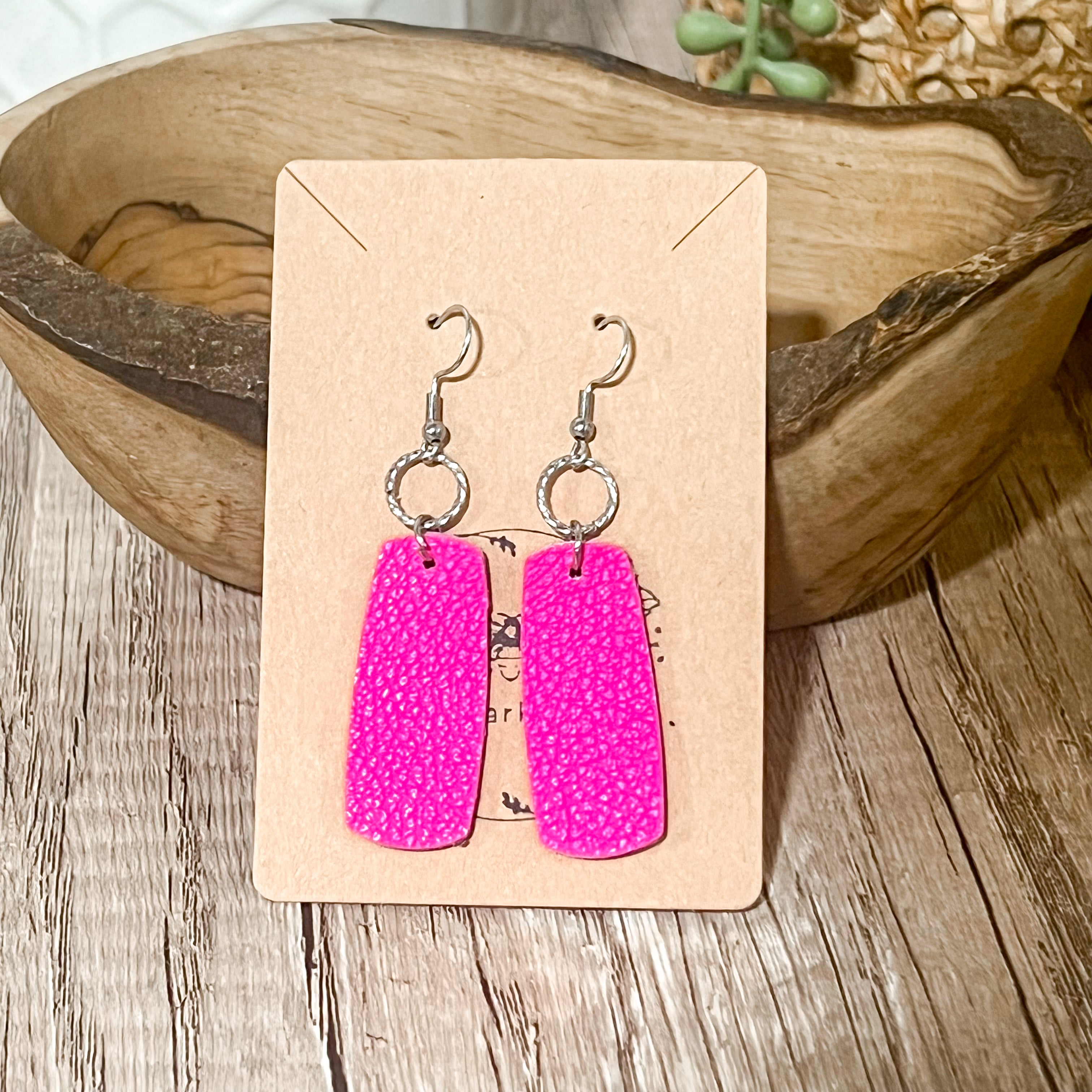 Amanda Hot Pink Bar Earrings