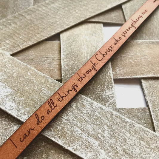 “I Can Do All Things Through Christ” Leather Bracelet