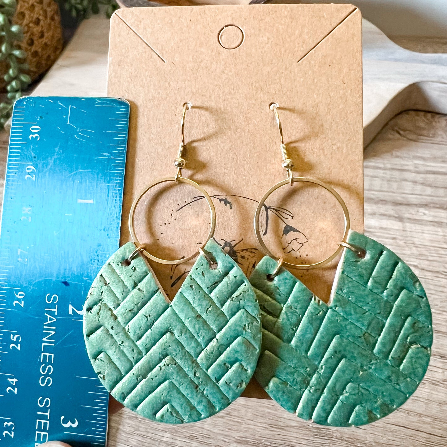 Embossed Pearlized Sage Hoop Earrings