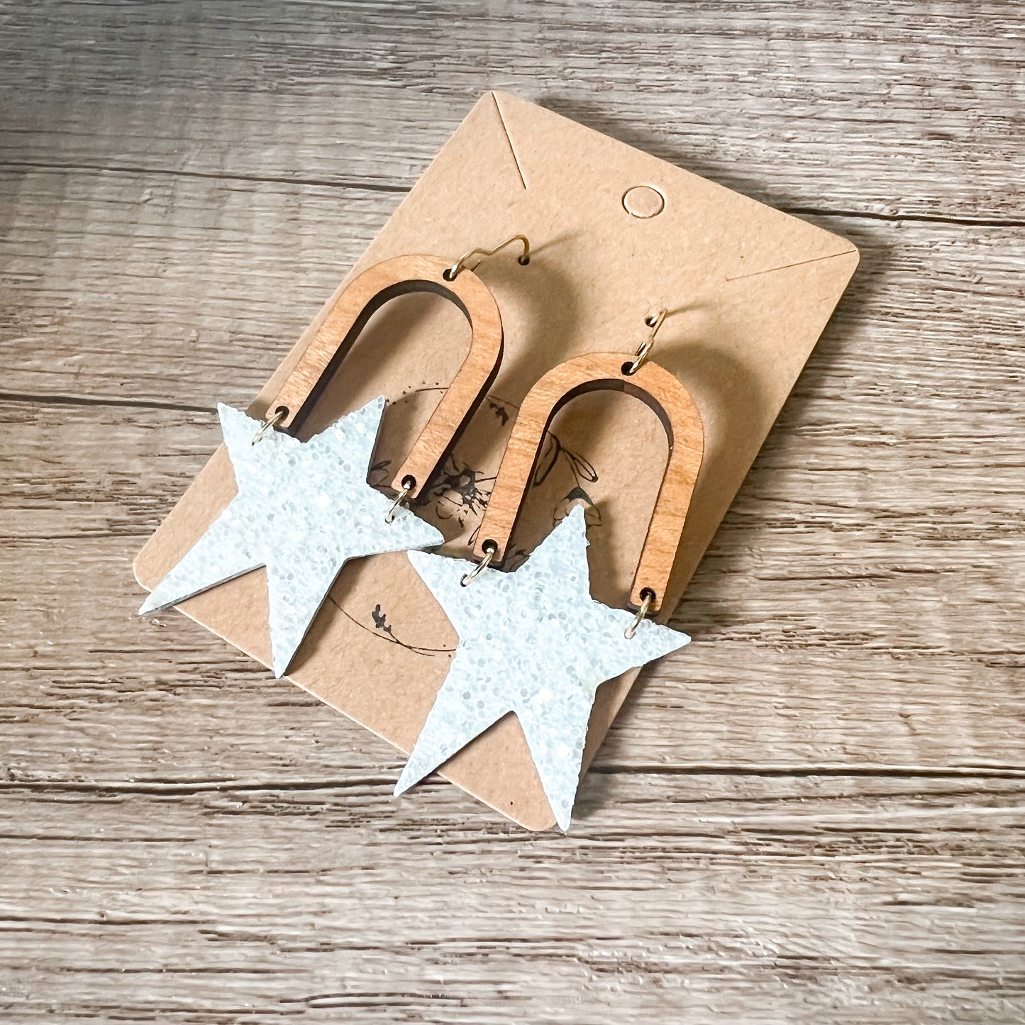 Bianca White Glitter Star & Arch Earrings