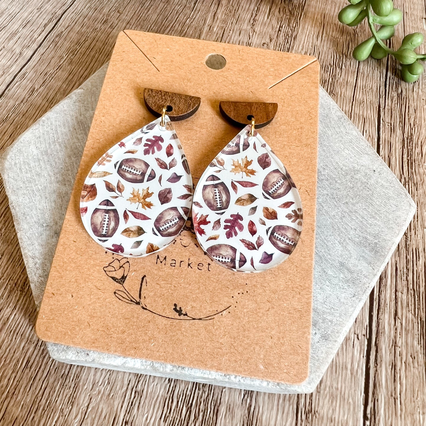 Fall Football Teardrop Earrings