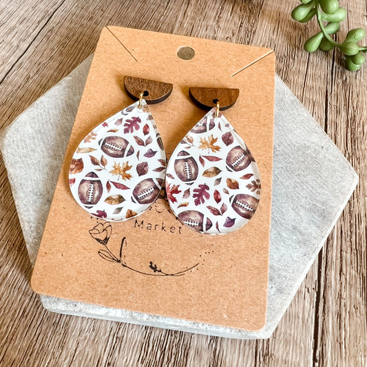 Fall Football Teardrop Earrings