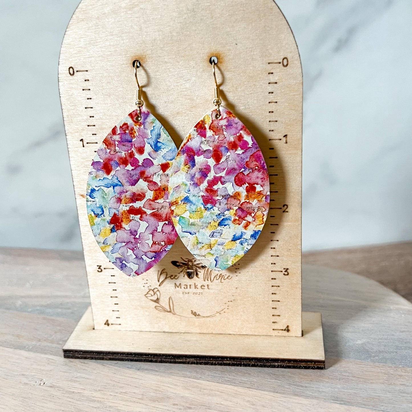 Wilma Watercolor Leather Earrings