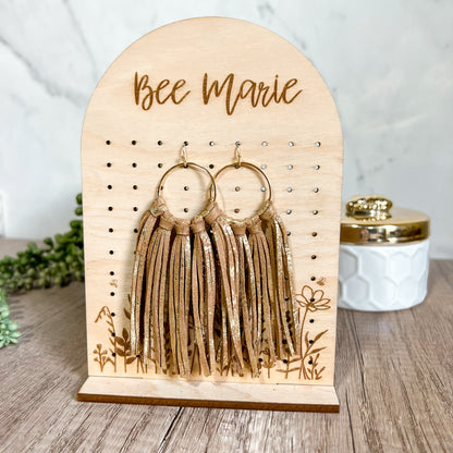 Golden Fringe Leather Hoops
