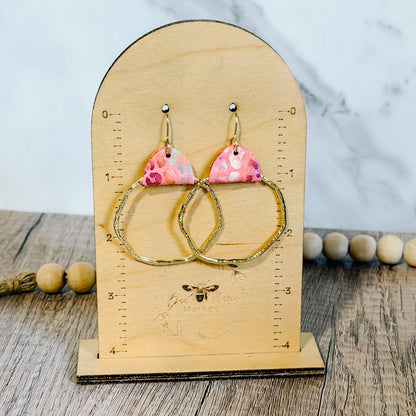 Peach Animal Print Hammered Hoops