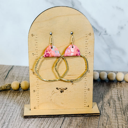 Peach Animal Print Hammered Hoops