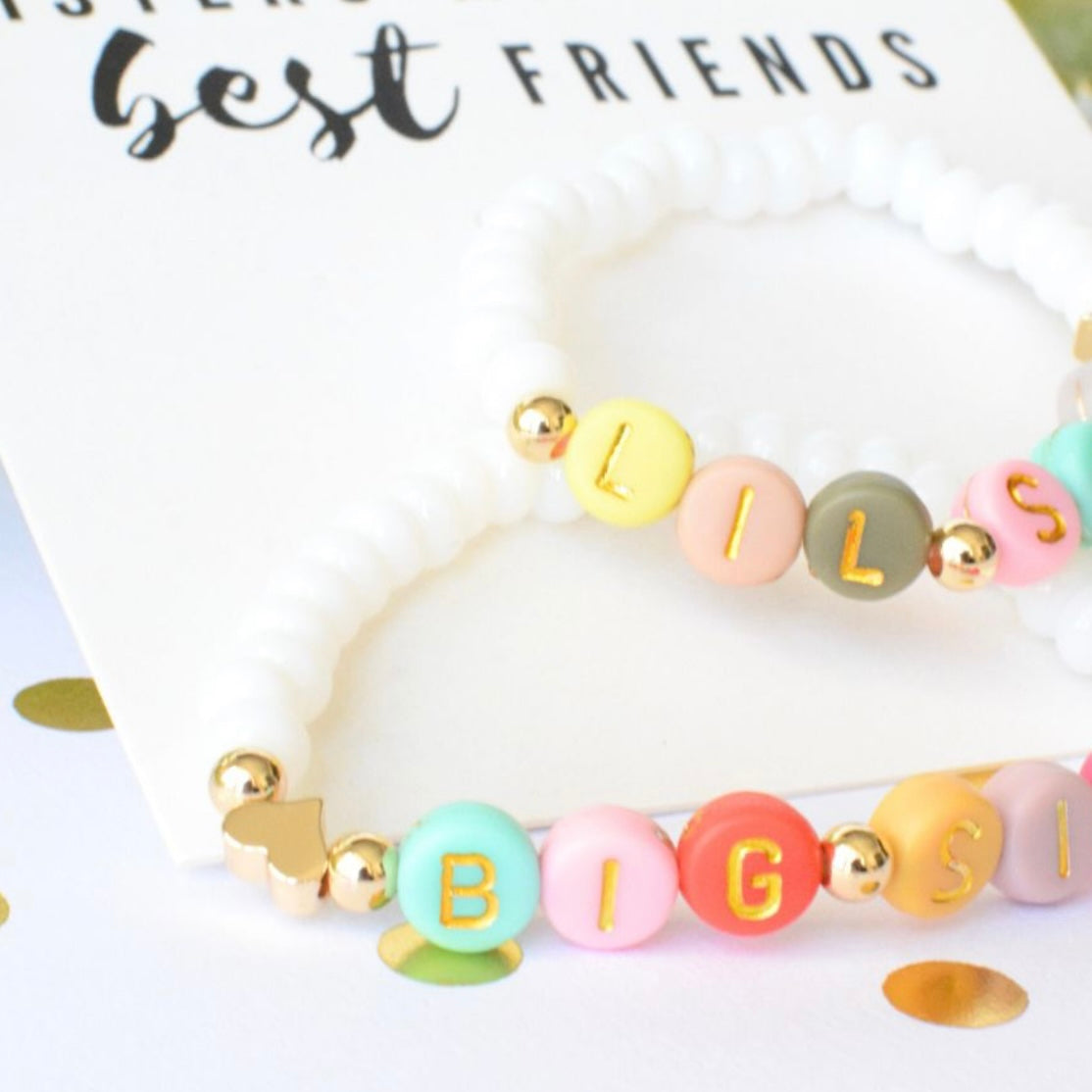 Big Sis Little Sis Beaded Bracelet Set