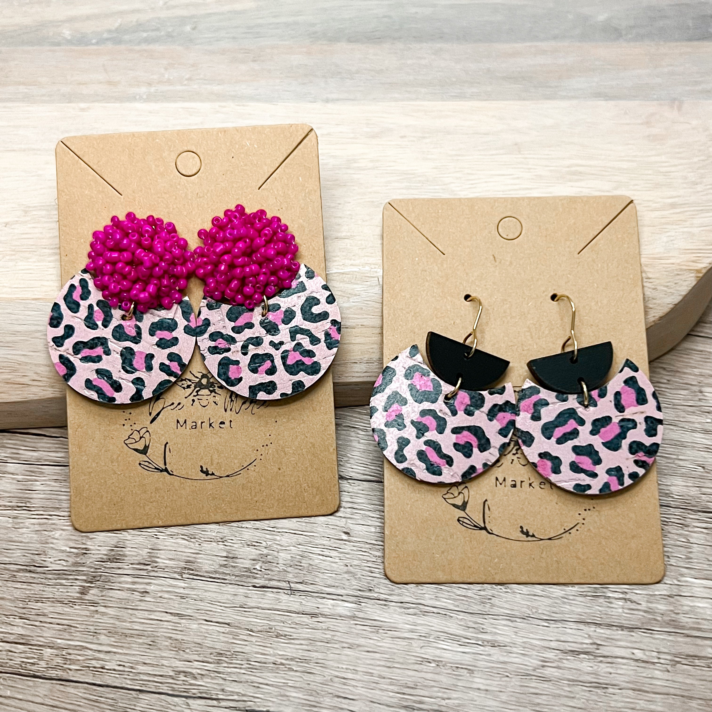 Peggy Pink Leopard Earrings