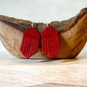 Deep Red Handmade Fringe Earrings