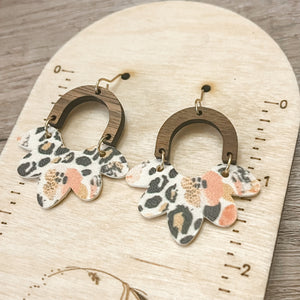 Jess Pink Animal Print Arch Earrings