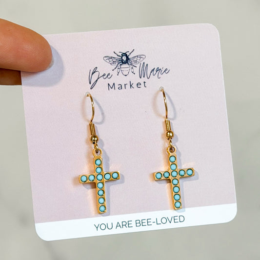 Turquoise Cross Earrings