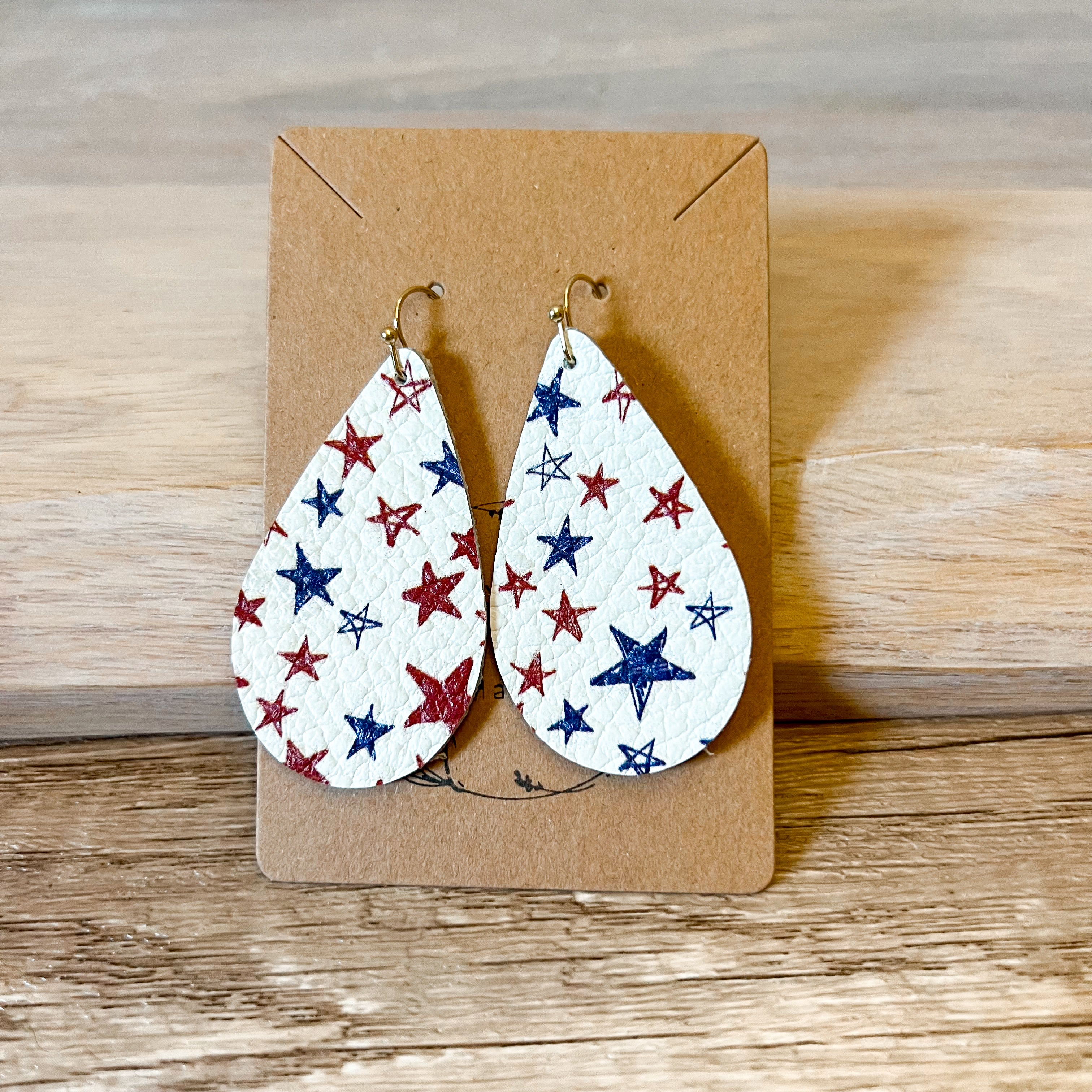 Red White & Blue Handmade Teardrop Earring